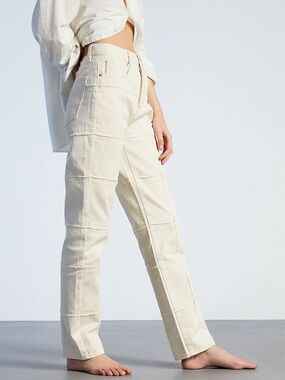 Pacsun White Frayed Paneled Dad Jeans